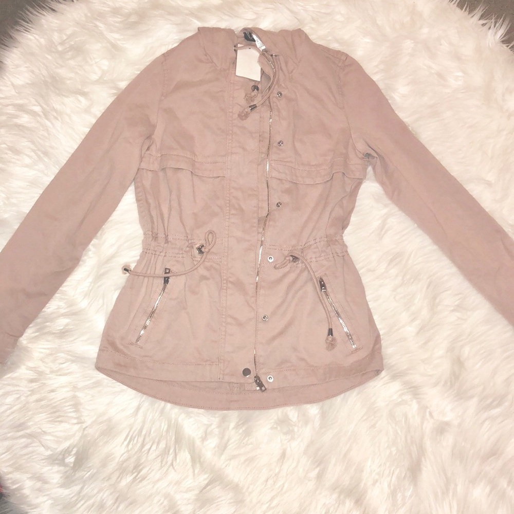 H&M SHIRT HOODED PARKA IN PINK, SZ 2, NWT
